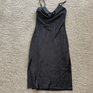 Elegant Black Women's Dress satin/silk